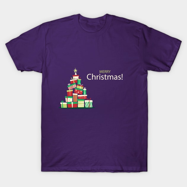 Merry Christmas Tree T-Shirt by Mako Design 